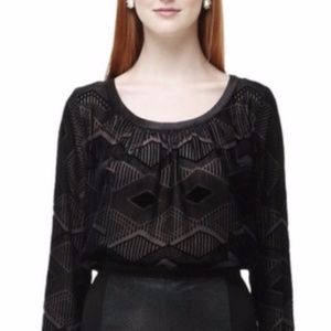 Club Monaco Burnout Velvet Blouse Art Deco pattern